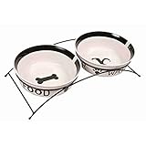 Trixie 24643 Napf-Set Eat on Feet, 2 × 2,6 l/ø25 cm, weiß/schwarz