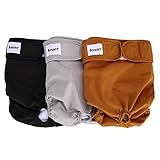 Avont 3 Stück Wiederverwendbare Hundewindeln, Hochsaugfähige, waschbare und umweltfreundliche Damenbinden Höschen für weibliche Haustiere -Schwarz/Braun/Grau