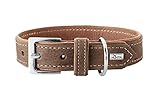 HUNTER PORTO Hundehalsband, Leder, Premiumleder vegetabil, umweltfreundlich, nachhaltig, 55 (M), tabak/cognac