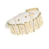 Coolcoco Verstellbar Lederner Weißer Gurt und Gold Buchstabe DIY Namen Personalisiert Halsband Halsketten Kragen Für Frauen Scherzt Kinder