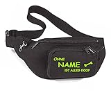 Ohne Hund ist Alles doof | Hundesport Bauchtasche Leckerlie-Tasche Hundetraining (Schwarz/Grün mit Wunschname)