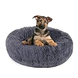 TUAKIMCE Haustierbett Hundebett Katzenbett Rundes Waschbar Hundekissen Weiches Plüsch Donut Tierbett für Katzen Hunde (60cm, dunkelgrau)