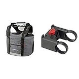KlickFix Hundekorb Doggy, grau/schwarz, 0302GR & Zubehör Lenkeradapter mit 31.8 Mm schwarz, one Size