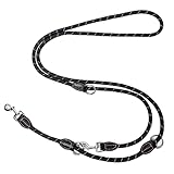 Hundeleine Große Hunde Doppelleine Reflektierend, Premium Hunde Leine 3fach Verstellbar Umhängeleine aus Nylon, Führleine Hund Rund und Bissfest mit 2 Karabiner, Dog Leash 3M