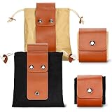 Futtertasche 2 Stück Leder und Leinwand Futterbeutel Outdoor Faltbare Bushcraft Tasche Tragbare Zusammenklappbare Hüfttaschen für Schätze Muscheln Reisen Camping Wandern, Schwarz und Khaki