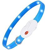 kolpop LED Leuchthalsband Hund, Hundehalsband Leuchtend USB Wiederaufladbar Led Halsband für Hunde Längenverstellbarer Hunde leuchthalsband 3 Modus Halsband Hund Leuchtend für Hunde und Katzen - Blau