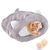 Haokaini Fleece Weiche Katze Schlafsack Erwärmung Waschbare Haustierbetten Kuschelsack Decke Matte Katzen Hunde Nest Höhlenhaus Gemütlich Bedeckt Kitty Welpenbett (Grau M)