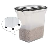 Iris Ohyama, Vorratsbehälter für Tiernahrung 45 L für 15 kgKlappdeckel, luftdicht, transparent, Schaufel & Räder inkl.für Katzen- & Hundefutter - Air Tight Food Container ATS-L, Schwarz