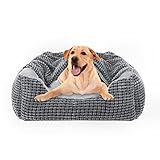 JOEJOY Hundebett mit Decke, Hundesofa Waschbar, Rechteckiges Grosse Hunde Haustierbett, rutschfest Hundebetten Katzenbett, 76x61x23cm, Passt bis zu 18kg Haustiere