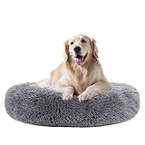Hundebett Rund Hundekissen Flauschig Rund aus Plüsch Hundebetten Donut Hundebett Hundesofa Katzenbett Hundekissen Hundekorb Waschbar für Grosse Hunde Katze Haustier, Dunkelgrau (70cm)