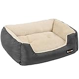 FEANDREA Hundebett, Hundekorb mit Wendekissen, 65 x 55 x 20 cm, grau PGW003G01