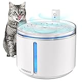 DOGNESS Katzenbrunnen Batteriebetriebener, Trinkbrunnen mit 135° Bewegungssensor, 2.2L Wasserspender, 2 Wasserauslassmodi, Ultraleise, vierfache Filtersystem, Ideal für Katzen und kleine Hunde,Weiß
