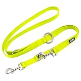DDOXX Hundeleine Nylon, 3fach verstellbar, 2m | für kleine & große Hunde | Doppel-Leine Zwei Hund Katze Welpe | Schlepp-Leine groß | Führ-Leine klein | Lauf-Leine Welpen-Leine | XS, Gelb