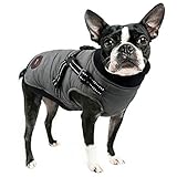 ubest Winter Hundemantel mit Hundegeschirr, Baumwolle Gefütterte Hundejacke Warm Winterjacke Wintermantel für Kleine Hunde, Grau, XL