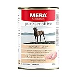MERA Pure Sensitive Truthahn, Hundefutter nass mit hohem Fleischanteil und getreidefrei, Nassfutter aus 100% tierischem Protein für Sensible Hunde, Single Protein (6 x 400 g)