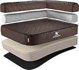 Knuffelwuff orthopädisches Eck Hundebett XXL Winslow aus Kunstleder Hundekorb Hundesofa Hundekissen Hundekörbchen orthopädisch waschbar 120 x 80cm Braun Lehne Rechts