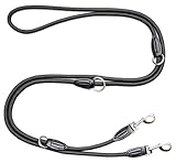 Leisegrün Hundeleine 3m verstellbar für große & mittelgroße Hunde | Paracord Führleine & Umhängeleine | Nylon Doppelleine mit 2 Karabiner | 3 Meter lang x 11 mm | Schwarz