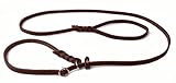 hund-natuerlich Fettleder Moxonleine Retrieverleine braun mit Zugstop, Chrom (150cm x 8mm)