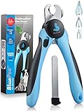 Bluepet® Krallenschere mit Schutz für Hunde & Katzen - Krallenschneider Krallenzange - Nagelschere Kaninchen & Nager mit Nagelfeile