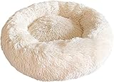 Docatgo Katzenbett,60x60cm Hundekissen,Donut Hundebett Kleine Hunde Bett,Hundekorb Mittelgroße Hunde,Rundes Plüsch Kuschelbett Katzen Hund,Waschbar Flauschiges rutschfest Hundeliege