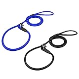 RoxNvm Hundeleine, Trainingsleine, 2 Stück Verstellbare Hundeleine, Einstellbare Retrieverleine, Nylon Leine für Hundetraining, 1 cm Dick, 1.4 m Lang, Blau und Schwarz