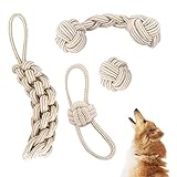Hundespielzeug Seil mit Knoten Ball, 4 Stück Kauen Hundespielzeug, Welpen Spielzeug für Mittelgroße Hunde kleine Hunde Verschiedene Hundebälle Welpenspielzeug, Hunde Intelligenz Entwickeln