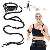 Joggingleine für Hunde,Heelay Gürteltasche zum Laufen Joggen Wandern Joggingleine und Normale Hundeleine für Große Mittelgroße Hunde mit Doppelgriff Bauchgurt Hundeleine mit Reflektierenden Nähten