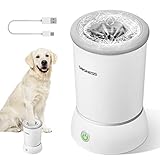DOGNESS Pfotenreiniger für Hunde, Automatischer Hundepfoten Reiniger mit Weichem Silikon, 2000mAh, USB-Aufladung, 360° Rundum Hunde Pfotenreiniger zur Massage und Fellpflege Schmutziger Krallen (weiß)