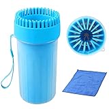 SONEER Pfotenreiniger für Hunde, Tragbare Hundepfoten Reiniger, Silikon Haustierpfotenreiniger mit Handtuch für Katzen und Hunde Paw Washer (Blau)