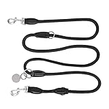 Verstellbare Hundeleine verstellbare Führleine Multifunktionsleine Doppelleine Freestyle Hundeleine Umhängeleine Koppelleine 200 cm Farbe Schwarz