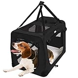 MC Star leichte Hundetransportbox 82cm XL Hundebox käfig faltbar Transportbox Hunde mit Fleece-Matte, Hundekäfig Hundetasche Auto Transporttasche für Haustier Stoff Oxford Schwarz