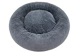 AZLAO Hundebett, Weicher Kunstkaninchenfell, Hundebett Flauschig, Bezug abnehmbar und maschinenwaschbar, Hundebett Rund, Hundekissen Flauschig, Hundebett Donut, Flocke Hundebett Ø60cm (M, Dunkelgrau)
