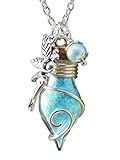 Katharina Fairytale Glücksbringer Phiole der Lichtfee Damen Mädchen Kette nachtleuchtend Feenstaub Anhänger Halskette Blau Türkis