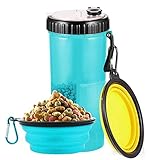 NIBESSER Hund Trinkflasche mit 2pcs Faltschüsseln 2-in-1 Tragbare Reisenapf Auslaufsicher Trinkwasserflasche für Reise, Unterwegs, Camping, Spaziergang