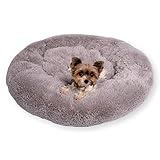 4L Textil Exklusives weiches und kuscheliges Hundebett Fuzzy flauschig Haustierbett Rund Kuschelkissen Katzensofa Katzenbett für Haustiere Donut-Form Katzenliege Katzenkissen Schwamm Welpenbett Weich