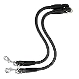 AVANZONA Doppelte Hundeleine 2 Hunde, Nylonleine, Handgefertigt in der EU, NO Pull für den gleichzeitigen Spaziergang von 2 Hunden, für kleine mittelgroße und große Hunde. 55 cm (Schwarz)