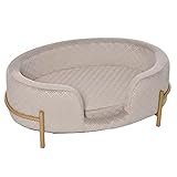 Pawhut Hundesofa Haustiersofa Katzensofa Metallbeinen Rückenlehne Weichem Bezug 64 x 40 x 24 cm Grau