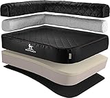 Knuffelwuff Orthopädisches Eck Hundebett Winslow aus Laser-gestepptem Kunstleder L 85 x 63cm Lehne Links Schwarz