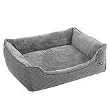 FEANDREA Hundebett, großes Hundesofa, Bezug abnehmbar und maschinenwaschbar, kuscheliger Hundekorb, grau PGW11GG