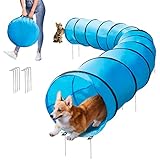 Zvonema Hundetunnel-Hundesport Spieltunnel,Agilitytunnel Hundehöhle für Training,Lernspielzeug PopUp Tunnel 500 x 60 cm inkl. Heringe und Transporttasche,Senden 8 Befestigungsstifte
