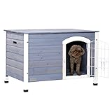 Petsfit Hundehütte Hundehaus Indoor aus Holz für kleine Hunde und Katze,Holzfarbe,Geeignet für DIY Handarbeit