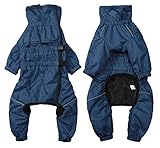 babepet Hunde Wintermantel 1/2 Hosenanzug mit Beinen, Wasserdicht Regendicht Hund Jumpsuit mit Fleece Futter, Winddicht, reflektierend, für Kleine und mittelgroße Hunde-Navy Blau-XXXL