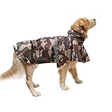 KoKoBin Reflektierend Hunderegenmantel mit Kapuze ultraleichte atmungsaktive wasserdichte Hundejacke Regenhülle für mittlere und große Hunde（braun，XXL）