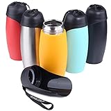 VIVAGLORY Auslaufsichere & tragbare Wasserflasche für Hunde, 750ML Hunde Trinkflasche mit großem Trog, Orange-Gelb