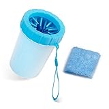 Hundepfotenreiniger, Tragbarer Haustierpfotenreiniger, Am besten für Pfotenreiniger geeignet. Hundefußwaschmaschinen. Dog's Paw Washer (Für Hunde mit Handtüchern) Blau
