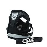 PET SPPTIES Weich Katze/Hunde Geschirr Air Mesh Verstellbar Sicher Kontrolle Welpengeschirr Weste Hunde Brustgeschirr PS041 (XS, Black)