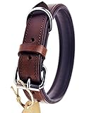 Schnüffelfreunde Hundehalsband aus Leder (L - 36-45cm, Braun)
