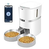 WellToBe Smart Futterautomat Katze & Hund, WiFi Automatischer Futterspender für 2 Katze, Pet Feeder mit Timer, Ton-Aufnahmefunktion, App-Steuerung, Portion Steuerung, zu 6 Mahlzeiten am Tag