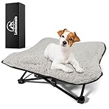 LovAnimals - Flauschiges Hundebett kleine Hunde - Haustierbett Katzenbett waschbar, faltbar mit Transporttasche - erhöhte Hundeliege Outdoor und Indoor in Gr. 65x65