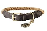 HUNTER List Hundehalsband, Tau, Leder, maritim, strapazierfähig, wetterfest, geschmeidig, 70 (XL), beige